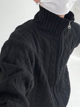 [MADE] Two-Way Wool Cable Knit Zip-Up (7C)