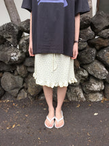 Tulle floral frill midi skirt (2color)