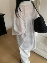 Enz Overfit Sheer Stripe Shirt (3c)