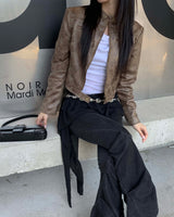Shirring dark denim boots cut pants