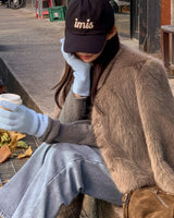 Trin collar fur jacket