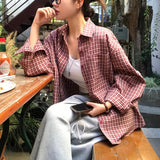 [BELLIDE MADE] ビンテージチェックルーズフィットシャツブラウス