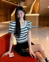 Tetti stripe short‑sleeve knit