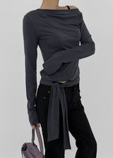 [MADE] Yuyu Strap Asymmetrical Long Sleeve Tee