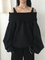 [Off-Shoulder Available] Robe Pintuck Big Hooded Sweatshirt (2c)