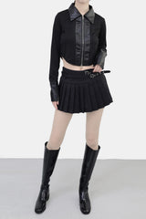 Esser leather color block shirt