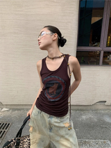 キャットウェスタンカラーロングノースリーブTシャツ