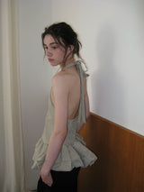 Gingham halter blouse_khaki