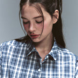 ボーイフレンド ルーズフィット シャツ Blue Check