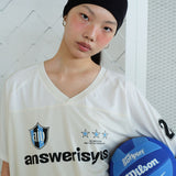 Vネックスポーツジャージ ivory