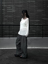 [unisex] pintuck rivet nylon pants (2color)