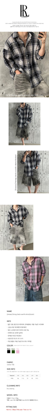 [UNISEX] ストリングチェックオーバーフィットシャツ