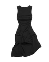 DOZI - Sleeveless Pinched Long Dress _ BLACK