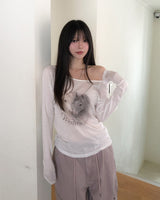 Pony Printing One Shoulder Long Sleeve