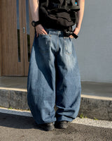 Part Blue Wash Distressed Denim