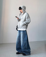 Shaggy Angora Knit Zip-Up