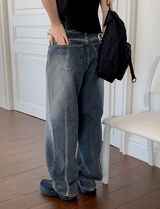 SP ウォッシングスリットデニムワイドパンツ