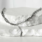 ss-round box signature bullet tail necklace_dark silver