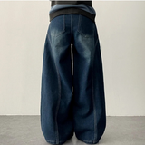 Ipp vintage washing round incision denim wide pants