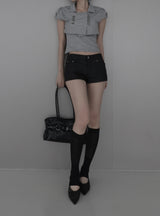 Reco coated leather shorts