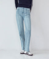 KIRSH PLAIN SEMI FLARE DENIM PANTS [LIGHT BLUE]