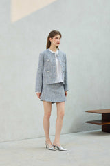 CHERISH TWEED SKIRT PANTS / SKY BLUE