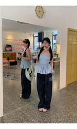 Number Navy Casual Banding Pants