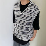 Net see-through dangara v neck knit vest 2C