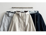 Mika High Neck Color Matching Pendant String Hooded Jumper