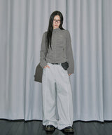 Cover Stitch Belt Wide Sweat Pants - MELANGE GRAY