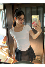 Charcoal Mini Pleats Pants Skirt