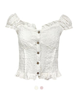 Lillian Embroidery Shirring Blouse