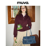 muva. 牛革 ブリティッシュ リボン ショルダーバッグ