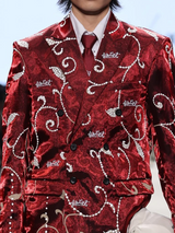 Red Glimmer  Soft  Constructed  Suit 