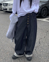 ボタンローデニムパンツ