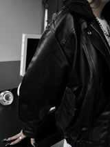vintage old leather jacket (2color)