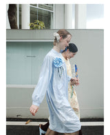 UnsocialNight2025 Autumn Original Two-colour Printed Loose Pullover Long-sleeved Dress Girlish Style