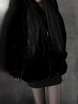 mink fur two-way hooded zip-up (2color)
