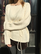 [Guest Look] Latte Boat Neck Loose Fit Long Knit (4c)