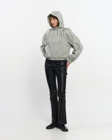 Neck Shirring Hooded Windbreaker _ GREY