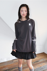 セーラーカラープリンティングTシャツ チャコール