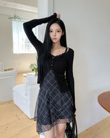 Serene Check Tiered Unbalance One Piece