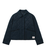Women’s Collar Quilted Short Jacket Dark Navy