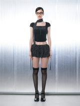 ドットスクエアクロップトップ  [Black]