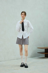 LOWELL SLIM FIT STRIPE SHIRRLING SHIRT / WHITE