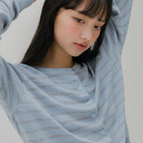 SOFT STRIPED KNIT CARDIGAN (LIGHT BLUE)