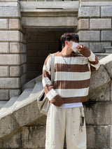 Twisted Stripe Round Knitwear (4color)