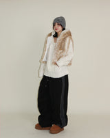 Tier Bambi Fake Fur Hooded Vest (Short Quilted)