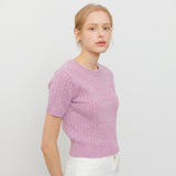 CABLE HALF KNIT LILAC