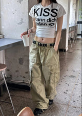 セミクロップレタリングハーフTシャツ(2color)